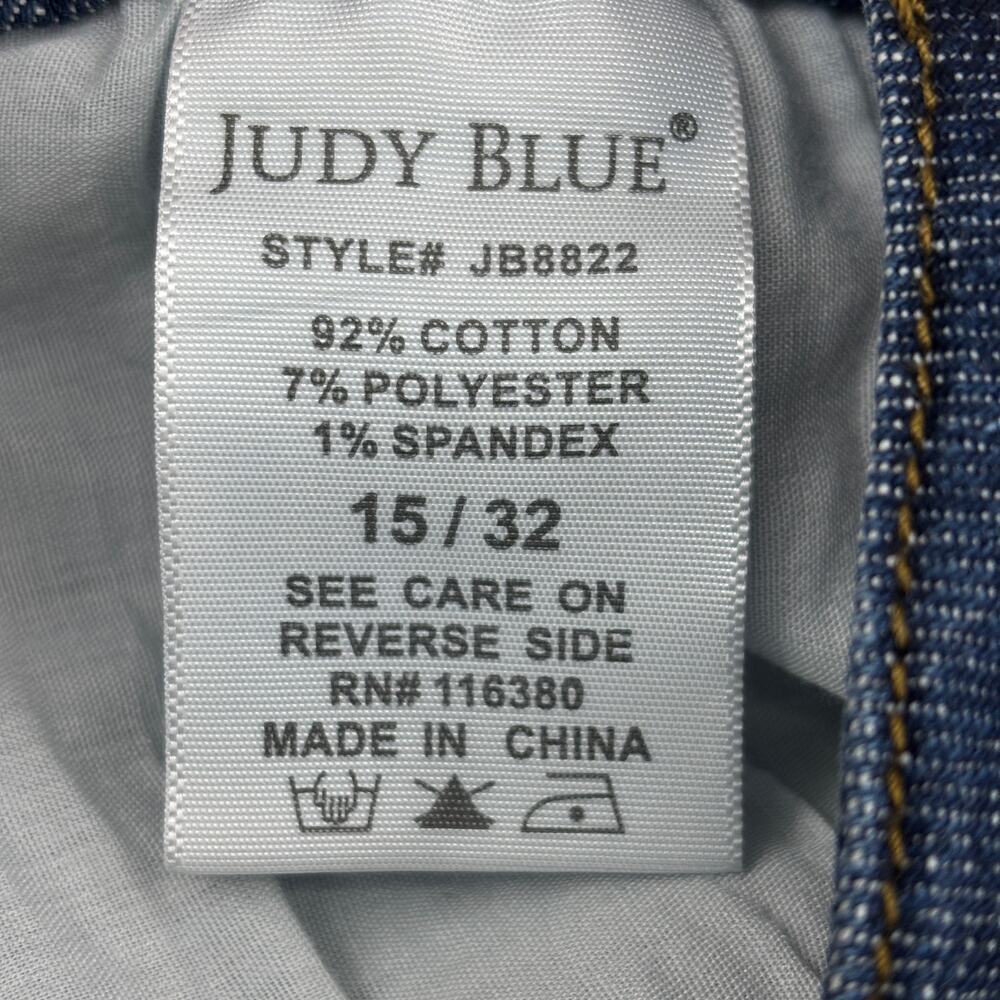 Judy Blue Cuffed Ankle Jeans Size 15 Skinny Fit Distressed Raw Hem Stretch Denim - Picture 12 of 13
